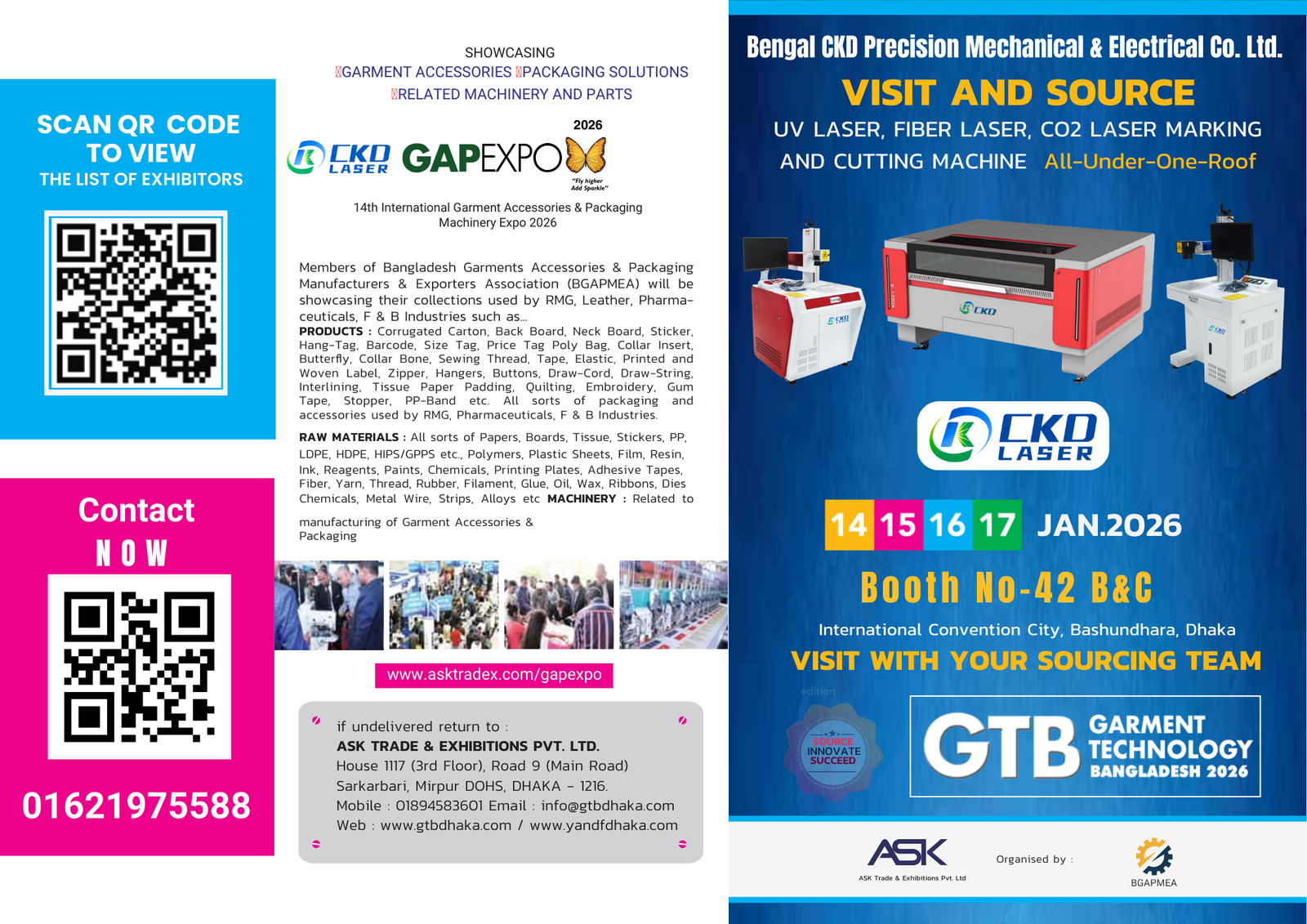 GTB 2026 laser machine exhibition Bangladesh by Bengal CKD at ICCB Dhaka